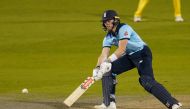 England's Sam Billings plays a ramp shot during the one-day international (ODI) cricket match between England and Australia at Old Trafford in Manchester on September 11, 2020. (AFP / POOL / Jon Super)