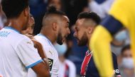 Paris Saint-Germain's Brazilian forward Neymar (R) argues with Marseille's French midfielder Dimitri Payet (C) during the French L1 football match between Paris Saint-Germain (PSG) and Marseille (OM) at the Parc de Princes stadium in Paris on September 13