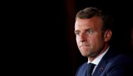 French President Emmanuel Macron looks on as he attends a news conference at the Pine Residence, the official residence of the French ambassador to Lebanon, in Beirut, Lebanon September 1, 2020. REUTERS/Gonzalo Fuentes/Pool/File Photo