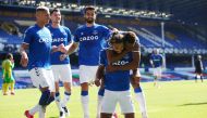 Everton's Dominic Calvert-Lewin celebrates scoring their fifth goal to complete his hat-trick Pool via REUTERS/Alex Livesey 