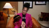 This handout screen shot released courtesy of American Broadcasting Companies, Inc. / ABC shows US actress Regina King wearing a Breonna Taylor shirt as she wins the Emmy for Outstanding Lead Actress In A Limited Series Or Movie with Watchmen during the 7