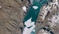 A general view of a breaking segment of the largest ice shelf in the Arctic, July 24, 2020. Picture taken July 24, 2020. ESA/Handout via REUTERS
