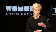 (FILES) In this file photo taken on April 12, 2019 Cindy McCain, Chairman of the Board of The McCain Institute for International Leadership, speaks during the Women in the World Summit in New York. AFP / Don Emmert 