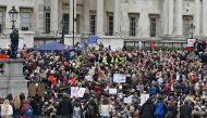 British 'conspiracy theorist' David Icke, speaks at a gathering of protesters in Trafalgar Square in London on September 26, 2020, at a 'We Do Not Consent!' mass rally against vaccination and government restrictions designed to fight the spread of the nov