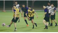 Al Sadd's players taking part in a practice session ahead of their AFC Champions League Round of 16 match against Iran's Persepolis, which will be played at the Education City Stadium, today. 
