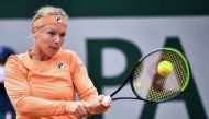 Netherlands' Kiki Bertens returns the ball to Ukraine's Katarina Zavatska during their women's singles first round tennis match at the Suzanne Lenglen court on Day 2 of The Roland Garros 2020 French Open tennis tournament in Paris on September 28, 2020. /