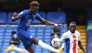 Chelsea's English striker Tammy Abraham controls the ball during the English Premier League football match between Chelsea and Crystal Palace at Stamford Bridge in London on October 3, 2020.   AFP / NEIL HALL