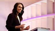 New Zealand Prime Minister Jacinda Ardern participates in a televised debate with National leader Judith Collins at TVNZ in Auckland, New Zealand, September 22, 2020. Fiona Goodall/Pool via REUTERS/File Photo