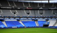 Ukraine's players attend a training session at the Stade de France stadium, in Saint-Denis, north of Paris, on October 6, 2020 on the eve of the friendy football match between France and Ukraine. / AFP / FRANCK FIFE