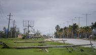 View of fallen power lines after the passage of Hurricane Delta in Cancun, Quintana Roo state, Mexico, on October 7, 2020. Hurricane Delta slammed into Mexico's Caribbean coast early Wednesday, toppling trees, ripping down power lines and lashing a string