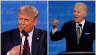 FILE PHOTO: A combination picture shows U.S. President Donald Trump and Democratic presidential nominee Joe Biden speaking during the first 2020 presidential campaign debate, held on the campus of the Cleveland Clinic at Case Western Reserve University in