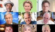 This combination of pictures created on October 10, 2020 of handout photos courtesy of TED shows (From Top L) US actor Don Cheadle, European Commission President Ursula von der Leyen, US actor Mark Ruffalo, UN Secretary-General Antonio Guterres, Prince Wi