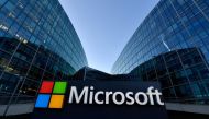 (FILES) In this file photo taken on March 5, 2018 the logo of French headquarters of American multinational technology company Microsoft, is pictured in Issy-Les-Moulineaux, a Paris suburb. / AFP / GERARD JULIEN

