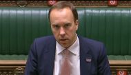 A video grab from footage broadcast by the UK Parliament's Parliamentary Recording Unit (PRU) shows Britain's Health Secretary Matt Hancock making a statement on Covid-19 restrictions in the House of Commons in London on October 15, 2020. - RESTRICTED TO 