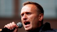 FILE PHOTO: Russian opposition leader Alexei Navalny delivers a speech during a rally to demand the release of jailed protesters, who were detained during opposition demonstrations for fair elections, in Moscow, Russia September 29, 2019/File Photo/File P