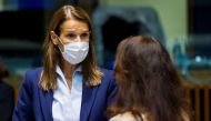 Minister for foreign affairs of Belgium Sophie Wilmes and Minister for foreign affairs of Sweden Ann Linde attend a European Foreign Affairs ministers council in Luxembourg October 12, 2020. Jean-Christophe Verhaegen/Pool via REUTERS