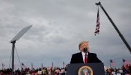 U.S. President Donald Trump speaks during a campaign rally at Muskegon County Airport in Muskegon, Michigan U.S., October 17, 2020. REUTERS/Carlos Barria