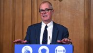 Britain's Chief Scientific Adviser Patrick Vallance speaks during a virtual press conference inside 10 Downing Street in central London on October 16, 2020 ahead of the imposition of tighter restrictions in some parts of England including London aimed at 
