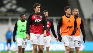 Newcastle United v Manchester United - St James' Park, Newcastle, Britain - October 17, 2020 Manchester United's Harry Maguire, Victor Lindelof, Luke Shaw, Bruno Fernandes and Fred during the warm up before the match Pool via REUTERS/Alex Pantling 