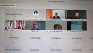 A screengrab of Director-General of the International Renewable Energy Agency (IRENA), Francesco La Camera (top second right); GECF Secretary-General Dr. Yury Sentyurin (second row left) and other participants  at the Monthly Gas Lecture Series on ‘The En