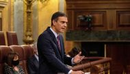 Spanish Prime Minister Pedro Sanchez addresses a parliamentary session in Madrid on October 22, 2020. Spanish far-right party Vox is presenting a no-confidence motion in parliament against the Spanish premier. / AFP / POOL / Pablo Blazquez