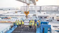 Pre-casting operation of the first segment of Gewan Island's entrance bridge deck.