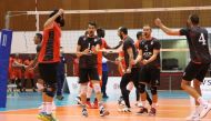 Al Rayyan players celebrating during the semi-final match against Al Arabi.