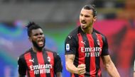 AC Milan’s Zlatan Ibrahimovic celebrates scoring their third goal with Franck Kessie REUTERS/Daniele Mascolo 