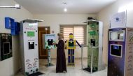 Palestinian entrepreneur Heba al-Hindi demonstrates a locally-designed and manufactured smart sterilisation device in Gaza City on October 8, 2020. AFP / MOHAMMED ABED