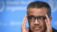 In this file photo taken on March 11, 2020 shows World Health Organization (WHO) Director-General Tedros Adhanom Ghebreyesus attending a press briefing on COVID-19 at the WHO headquarters in Geneva. The World Health Organization chief said late November 1