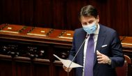 Italian Prime Minister Giuseppe Conte addresses members of the lower house of parliament during a session on the coronavirus disease (COVID-19) situation, in Rome, Italy November 2, 2020. REUTERS/Remo Casilli