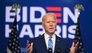 TOPSHOT - Democratic Presidential candidate Joe Biden speaks at the Chase Center in Wilmington, Delaware on November 4, 2020. President Donald Trump and Democratic challenger Joe Biden are squaring off for what could be a legal battle for the White House,