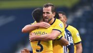 Tottenham Hotspur's Harry Kane celebrates after the match Pool via REUTERS/Laurence Griffiths 