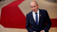 FILE PHOTO: Slovenia's Prime Minister Janez Jansa arrives for the second face-to-face European Union summit since the coronavirus disease (COVID-19) outbreak, in Brussels, Belgium October 1, 2020. Francisco Seco/Pool via REUTERS/File Photo
