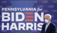 Joe Biden attends a drive-in campaign event at Dallas High School in Dallas, Pennsylvania, U.S., October 24, 2020. REUTERS/Kevin Lamarque/File Photo