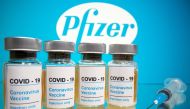 FILE PHOTO: Vials with a sticker reading, 