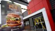 FILE PHOTO: A sign promoting McDonald's 