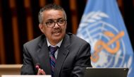 FILE PHOTO: World Health Organization (WHO) Director-General Tedros Adhanom Ghebreyesus attends a news conference in Geneva Switzerland July 3, 2020. Fabrice Coffrini/Pool via REUTERS//File Photo
