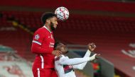 Liverpool's Joe Gomez in action with FC Midtjylland's Sory Kaba Pool via REUTERS/Peter Byrne/File Photo
