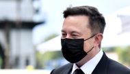 Elon Musk wears a protective mask as he arrives to attend a meeting with the leadership of the conservative CDU/CSU parliamentary group, in Berlin, Germany September 2, 2020. Tobias Schwarz/Pool via REUTERS/File Photo