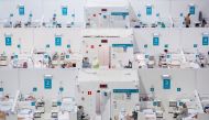 A general view of treatment blocks at a temporary hospital in the Krylatskoye Ice Palace, where patients suffering from the coronavirus disease (COVID-19) are treated, in Moscow, Russia November 13, 2020. Picture taken November 13, 2020. REUTERS/Maxim She