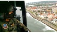 Aerial patrols are conducted over beach areas to prevent entry of swimmers, ahead of Hurricane Iota in Cartagena, Colombia in this still image taken from social media video dated November 15, 2020. LUIS GUILLERMO FERREBUS/via REUTERS 