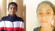 Volleyball winner Anusree (left) and runner-up Archana 