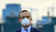 German Health Minister Jens Spahn visits the vaccine maker IDT Biologika production in Dessau Rosslau, Germany, November 23, 2020. Hendrik Schmidt/Pool via REUTERS