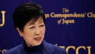 Tokyo Governor Yuriko Koike attends a news conference, amid the coronavirus disease (COVID-19) outbreak, at the Foreign Correspondents' Club of Japan, in Tokyo, Japan, November 24, 2020. REUTERS/Issei Kato
