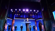 WILMINGTON, DE - NOVEMBER 24:  President-elect Joe Biden (C) introduces key foreign policy and national security nominees and appointments at the Queen Theatre on November 24, 2020 in Wilmington, Delaware.Mark Makela/Getty Images/AFP