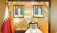 Minister of Commerce and Industry, H E Ali bin Ahmed Al Kuwari, participating in the meeting through video conferencing.