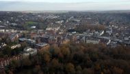An aerial view shows Royal Tunbridge Wells in Kent, south east England on November 27, 2020. AFP / Ben Stansall 