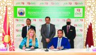 Chargé d’ Affaires of the Embassy of North Macedonia to the State of Qatar, Elma Altorok, and Director of Lulu Hypermarkets, Dr. Mohamed Althaf, signing the MoU.