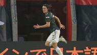 Manchester United's Uruguayan striker Edinson Cavani celebrates after scoring their third goal during the English Premier League football match between Southampton and Manchester United at St Mary's Stadium in Southampton, southern England on November 29,